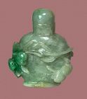 19th Century Carved Celadon/Green Jade SNUFF BOTTLE, Peach Branch