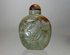 Carved Celadon and Russet Jade SNUFF BOTTLE, 18/19th C