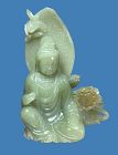 Chinese Celadon Jade Carving of Kwan Yin, Late 19th C.