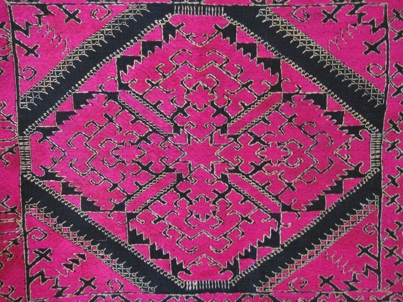 An embroidered pillow cover from Swat Valley, Pakistan