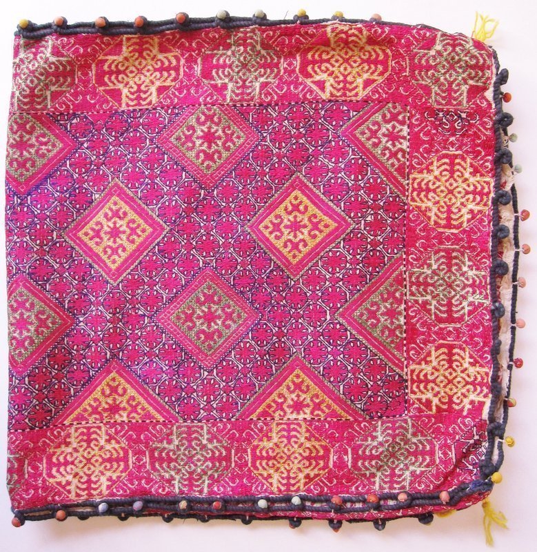 A finely embroidered pillow cover from Hazara, Pakistan