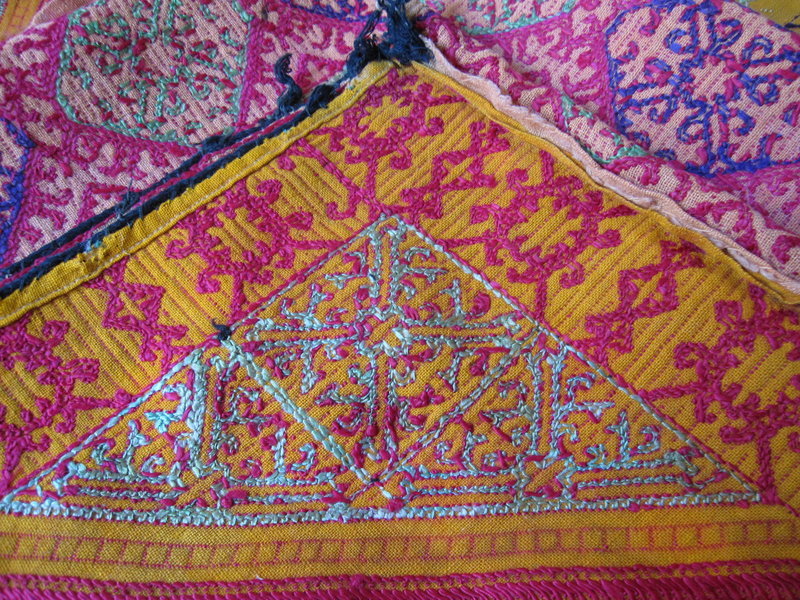 A hand-embroidered pillow cover from Hazara, Pakistan
