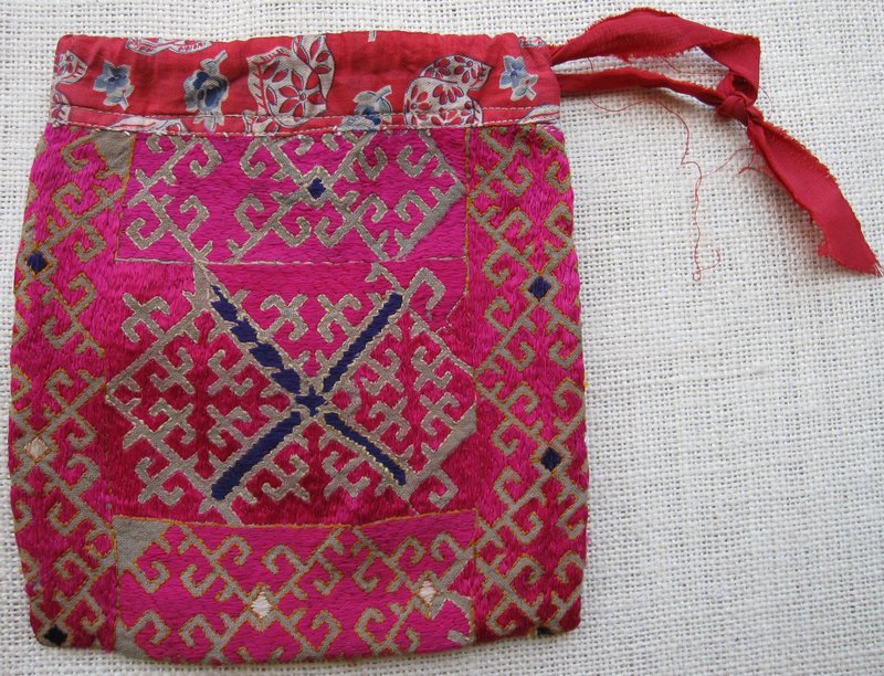 A silk embroidered purse from Swat Valley, Pakistan