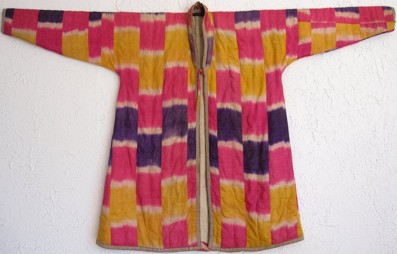 A vintage silk ikat-dyed robe from northern Afghanistan