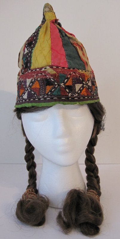 An ikat embroidered cap from northern Afghanistan