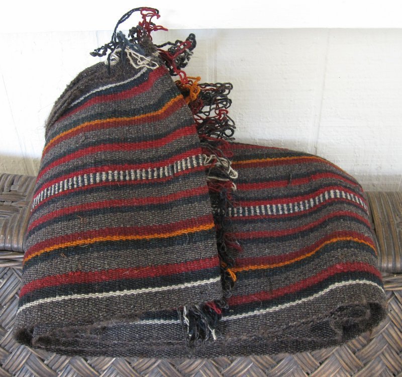 A striped Tibetan woven sash in wool, mid 20th century
