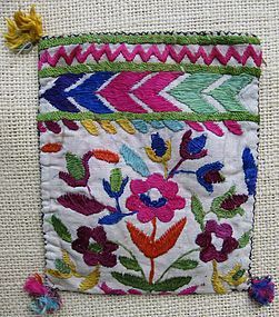 A Tajik hand-embroidered purse from Badakhshan province