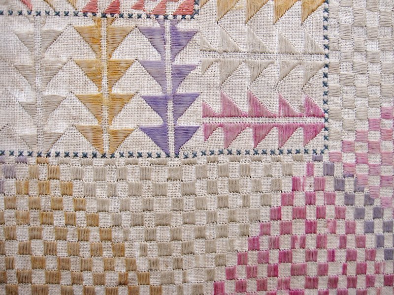 A Hazara prayer cloth in silk thread from Afghanistan
