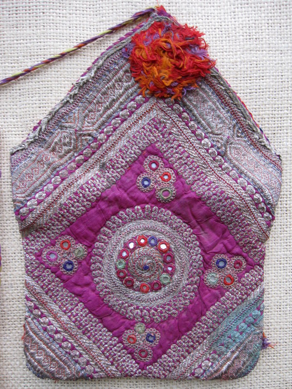 A silk embroidered purse from Afghanistan