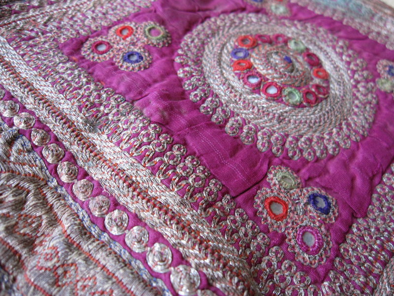 A silk embroidered purse from Afghanistan