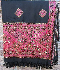 A hand-embroidered wool shawl from Hazara region