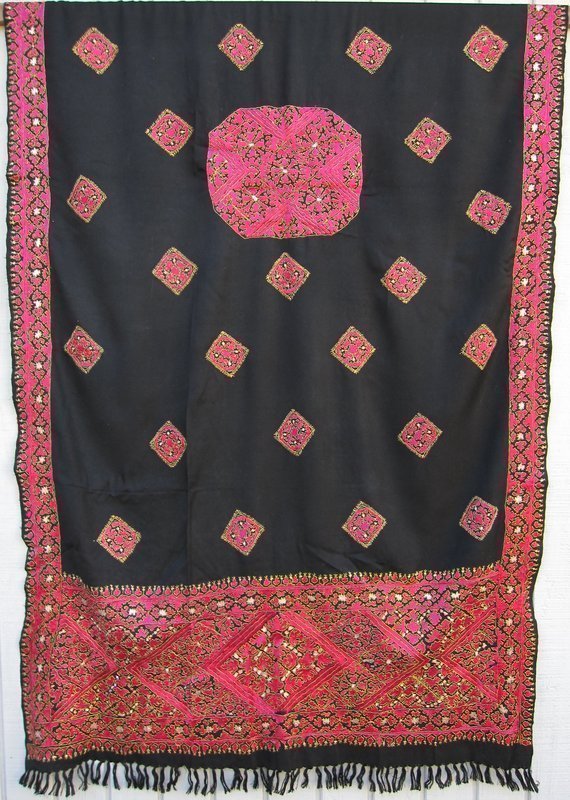 A hand-embroidered wool shawl from Hazara region