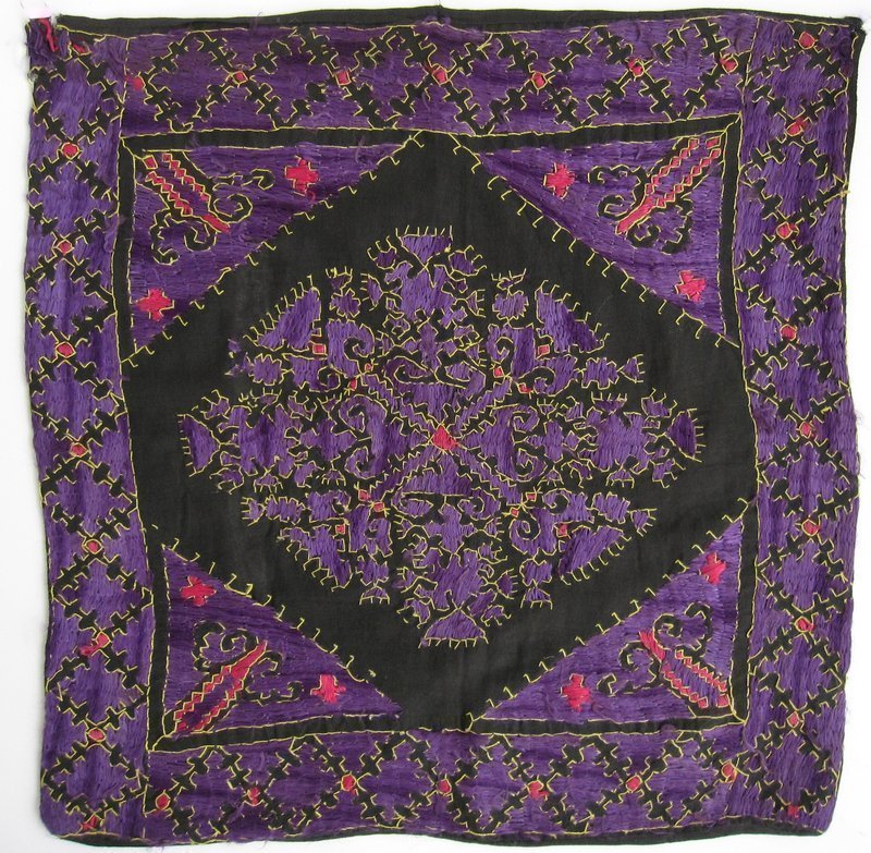 A silk-embroidered cushion cover from Swat Valley