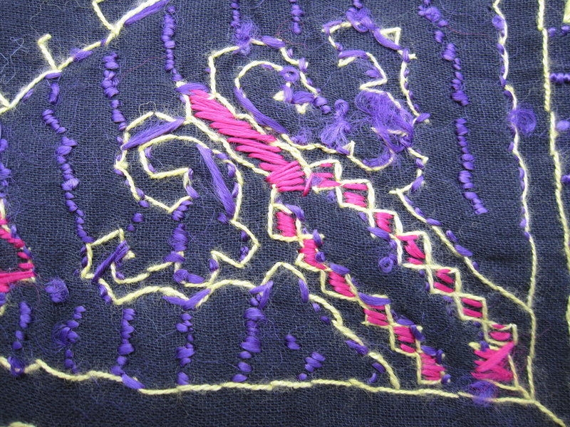 A silk-embroidered cushion cover from Swat Valley