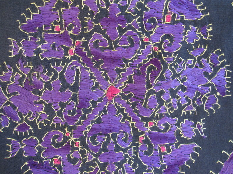 A silk-embroidered cushion cover from Swat Valley