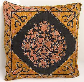 A silk embroidered cushion cover from Swat Valley