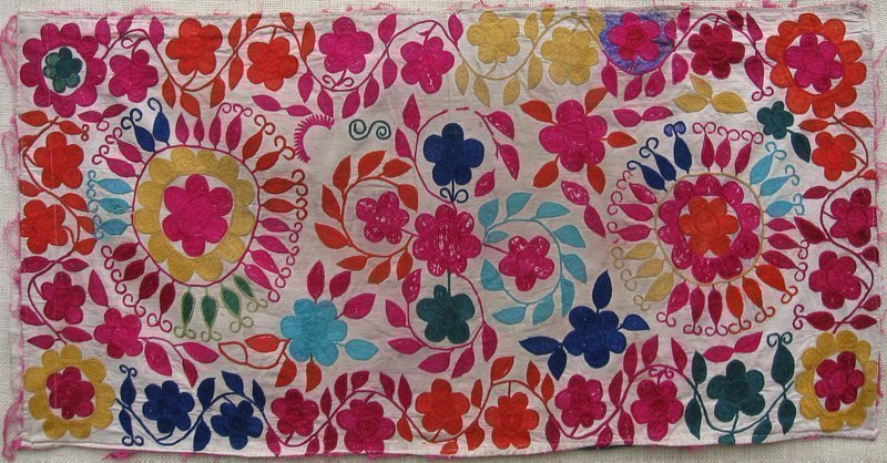 An Uzbek hand-embroidered cushion cover