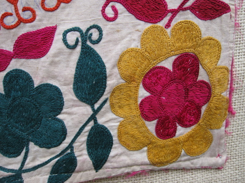An Uzbek hand-embroidered cushion cover