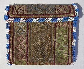 A lady's wallet in finely embroidered metallic thread
