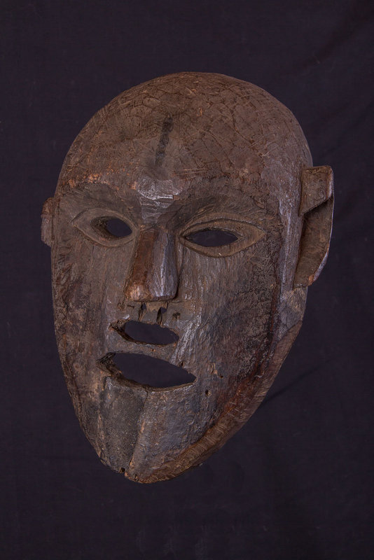 Unusual double mouth primitive mask , Nepal Himalaya