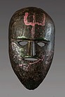 Black patina primitive himalayan mask, Himalaya, Nepal