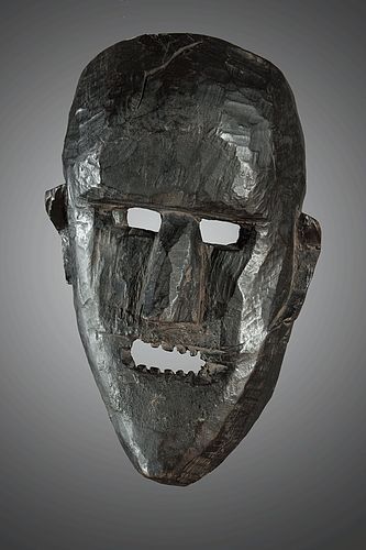 Primitive mask with black twisted face, , Nepal