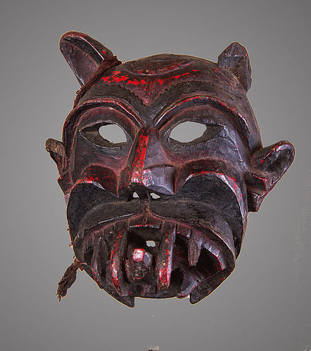 Old primitive mask of a demon, Himalaya, Nepal