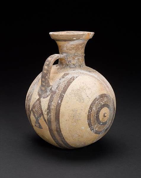 Cypriot Pottery ware barrel oinochoe, Cypro-Geometric, 1050-750 BC