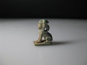 A Nice and Very Rare Egyptian Faience Amulet Of A Sphinx