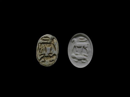 Ancient Egyptian Scarab with Horse and Lizard
