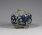 Ming Dynasty Blue & White Jarlet Lion Motif