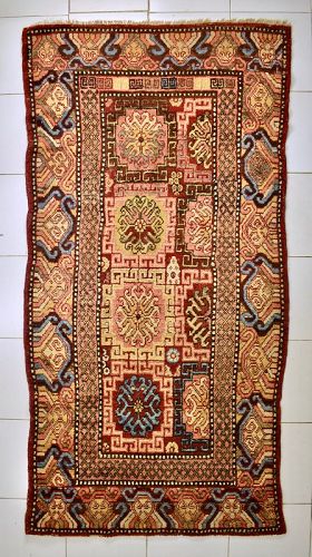 A Khotan Coffered Gul Carpet - Late Eighteenth Century