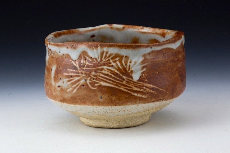 e-Shino Chawan by Kato Kageaki - w Signed Tomobako