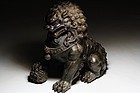 Pair of Chinese Stone Guardian Lions, (B)