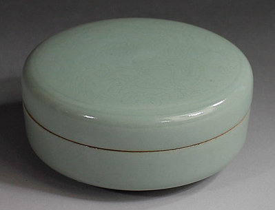 A Celadon “Nikuchi” Seal Paste Box by Suwa Sozan the First