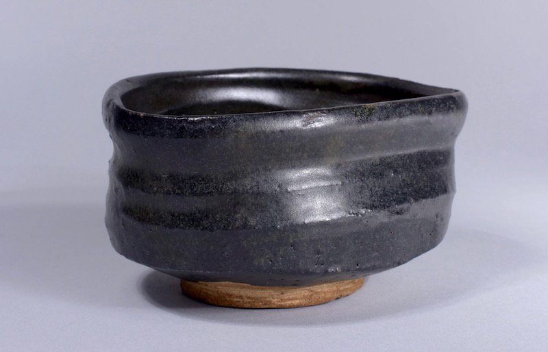 A Beautiful Kuro Oribe Chawan from Early Edo