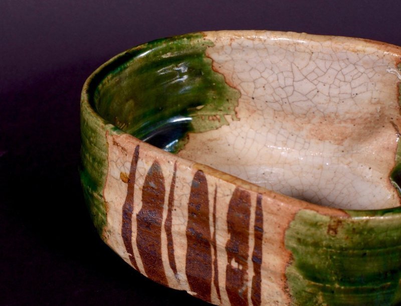 A Fantastic Green Oribe Tea Bowl from Edo
