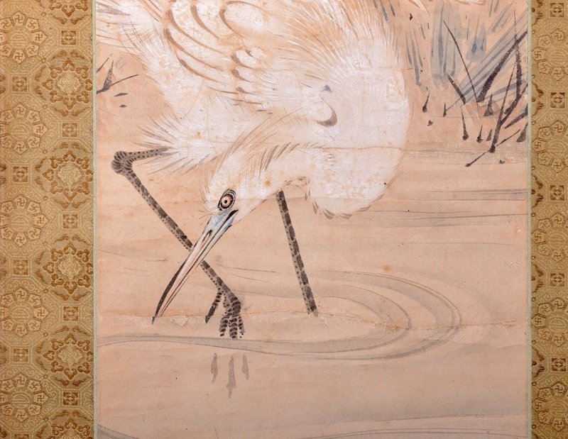 Iris and Cranes in a Stream by Okamoto Shuki (1807 - 1862)