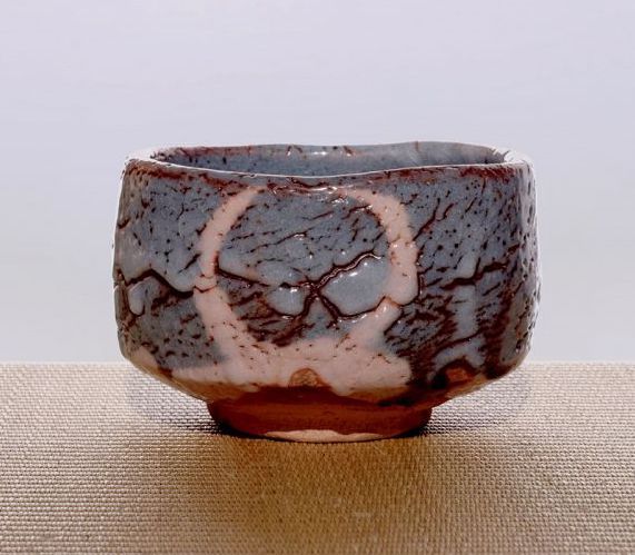 Nezumi Shino Tea Bowl with Enso by Takuzo Mizuno