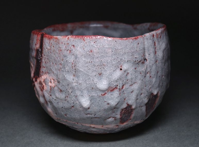 A Nezumi Shino Tea Bowl by Wakao Toshisada