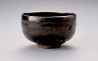 A Kuro-Raku Tea Bowl w/ Gold Repair by Eiraku 11