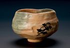 A Red Raku Tea Bowl w/ Painted Chrysanthemum by Raku Konyu (12)