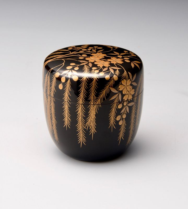 Lacquer and Gold Painted Natsume Tea Caddy by Wakashima Takao