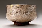 An Edo Period Shino Tea Bowl with Gold Repairs