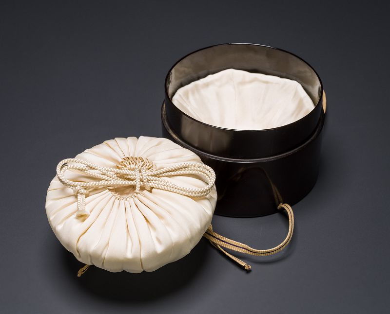 An Edo Period Tenmoku Tea Bowl with Lacquer box and Silk Pouches