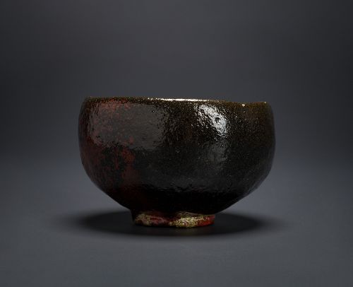 A Black Raku Tea Bowl by Fumiaki Kaihatsu