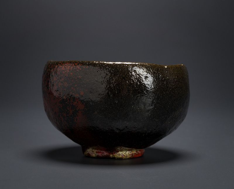 A Black Raku Tea Bowl by Fumiaki Kaihatsu