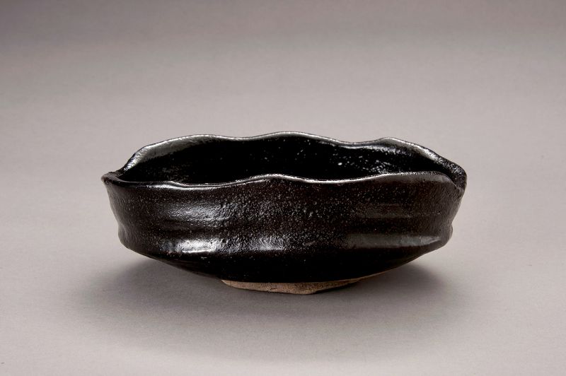 An Edo Period Black Oribe Tea Bowl