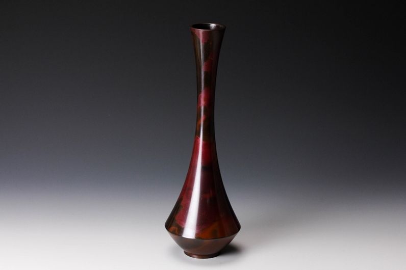 A Bronze Flower Vase by Living National Treasure Takahashi Keiten