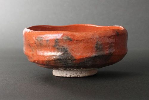 A Red Raku Tea Bowl by Raku XI Keinyu (1817 - 1902) (Tea Master Item)